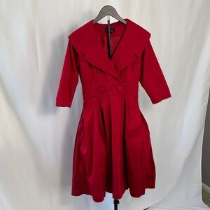 Trashy Diva Red Fit-and-Flare Dress with Wide Collar